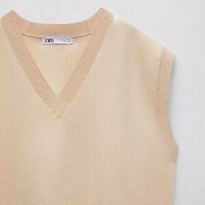 Zara Beige V Sleeveless Vest